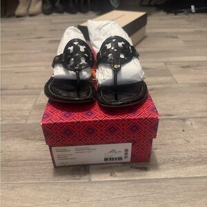 Tory Burch Black Patent Sandals